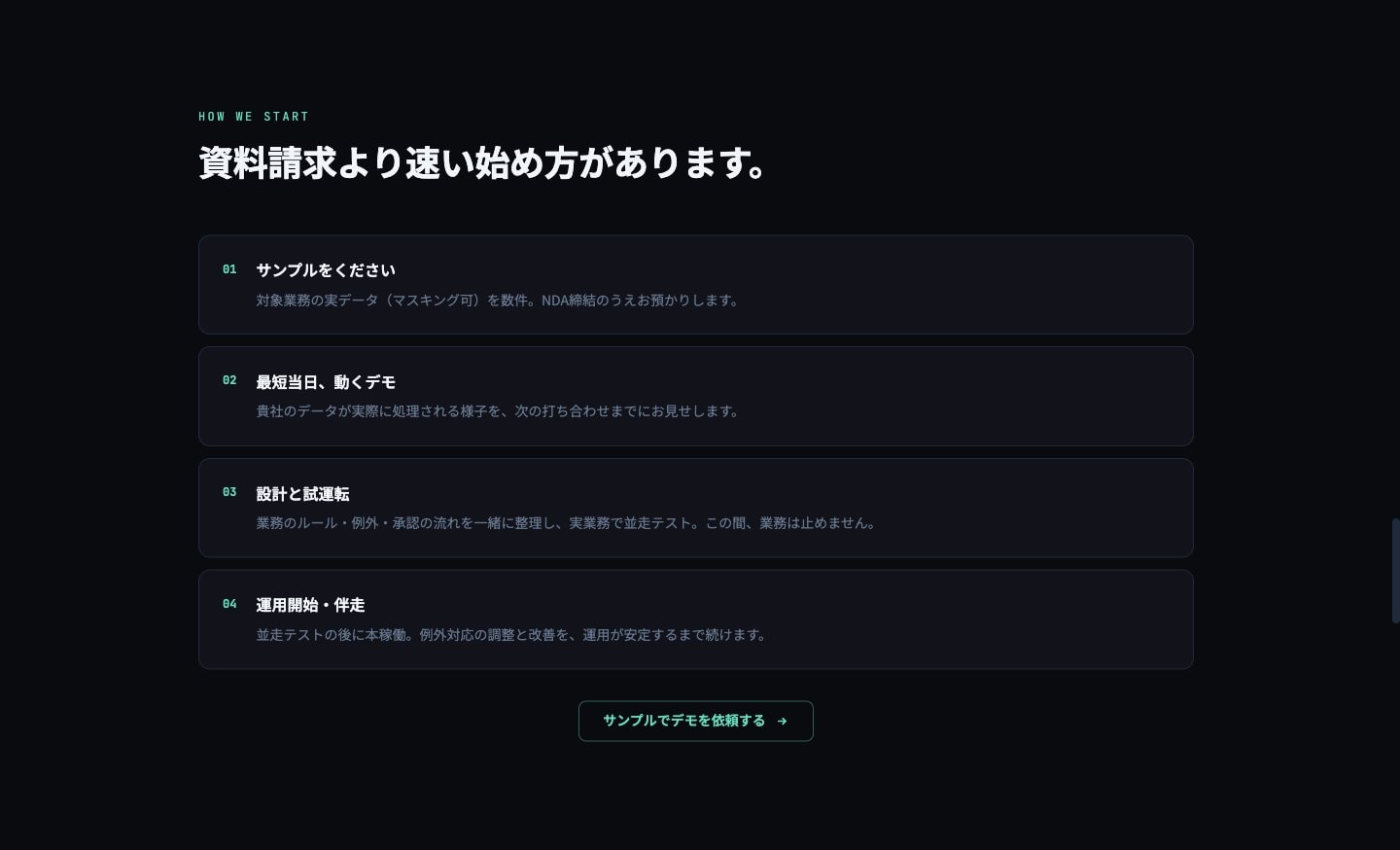 サンプルを渡す
